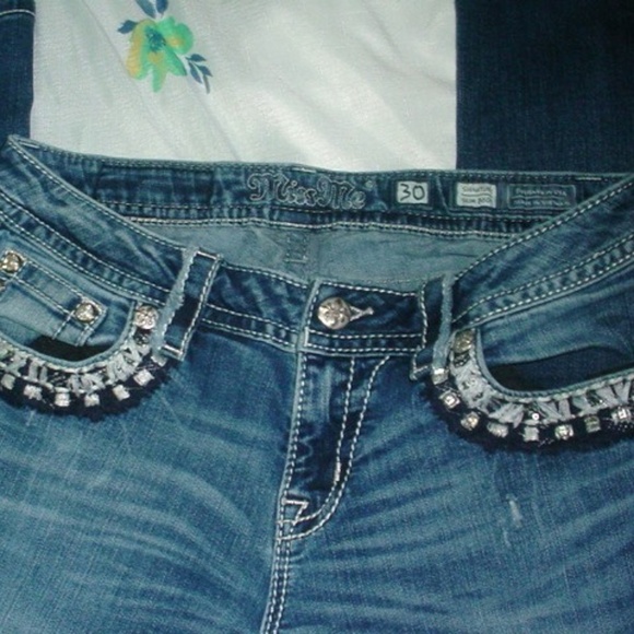 MISS ME Embellished Flap pockets JP768958 Jeans 30 - Picture 3 of 5